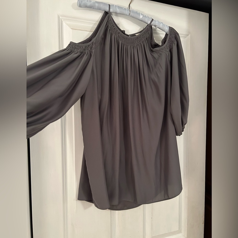 Gray could shoulder blouse.